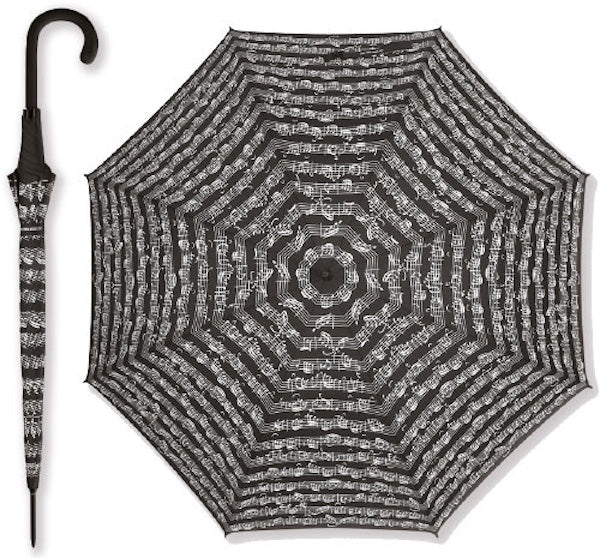 Music Umbrella Black with White Manuscript