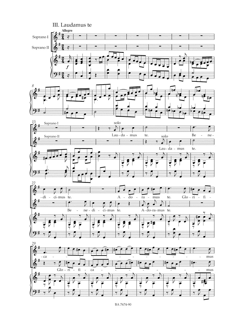 Gloria RV589 Vocal Score - Vivaldi Barenreiter BA7674-90