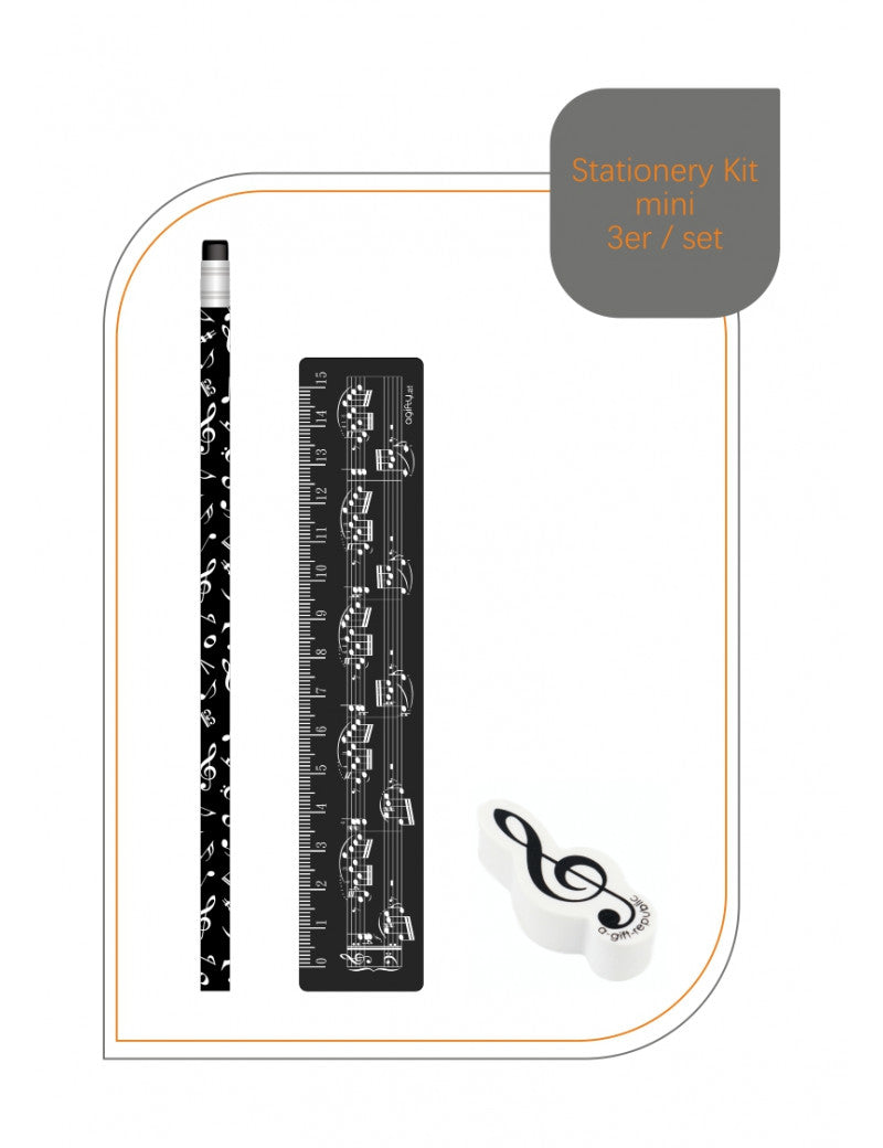 Stationery Kit Black Pencil Black Ruler and White Eraser