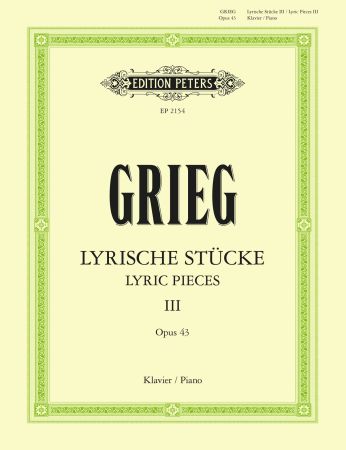 Lyric Pieces Book 3 Op 43 for Piano Solo - Grieg Edvard Peters EP2154