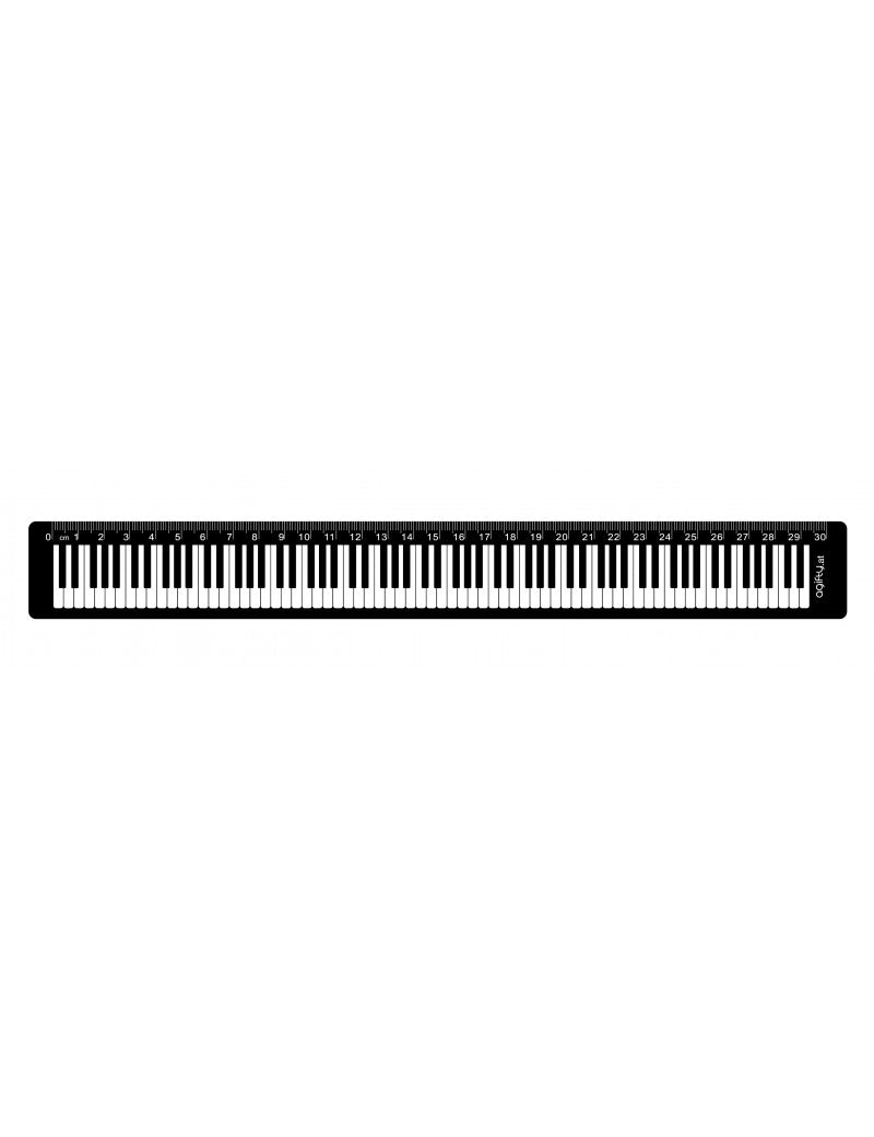 30cm Music Ruler Black with White Piano Keyboard