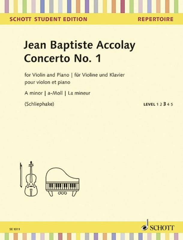 Accolay Violin Concerto No 1 in A Minor Vln/Pno