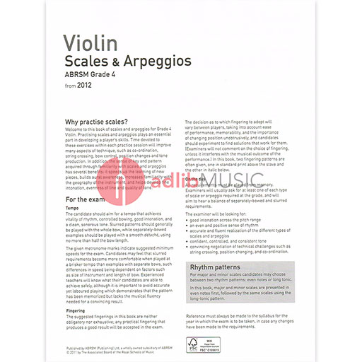 Violin Scales & Arpeggios, ABRSM Grade 4 - from 2012