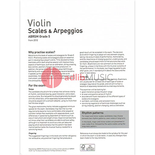 Violin Scales & Arpeggios, ABRSM Grade 5 - from 2012