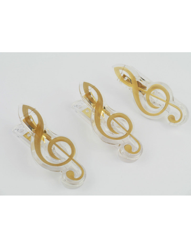 MUSIC PAPER CLIP G CLEF OR TREBLE CLEF SHAPE GOLD