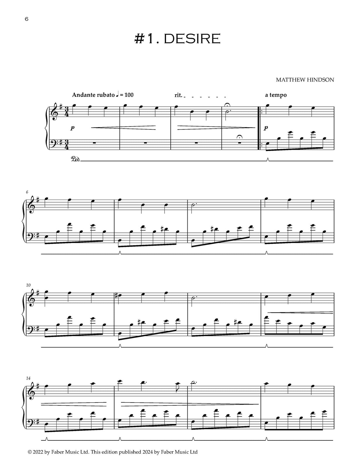 Sad Piano - Matthew Hindson for Piano Solo