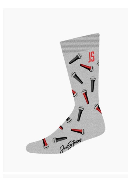 Mens Bamboo Music Socks Grey with Microphones The Mic by John Stevens
