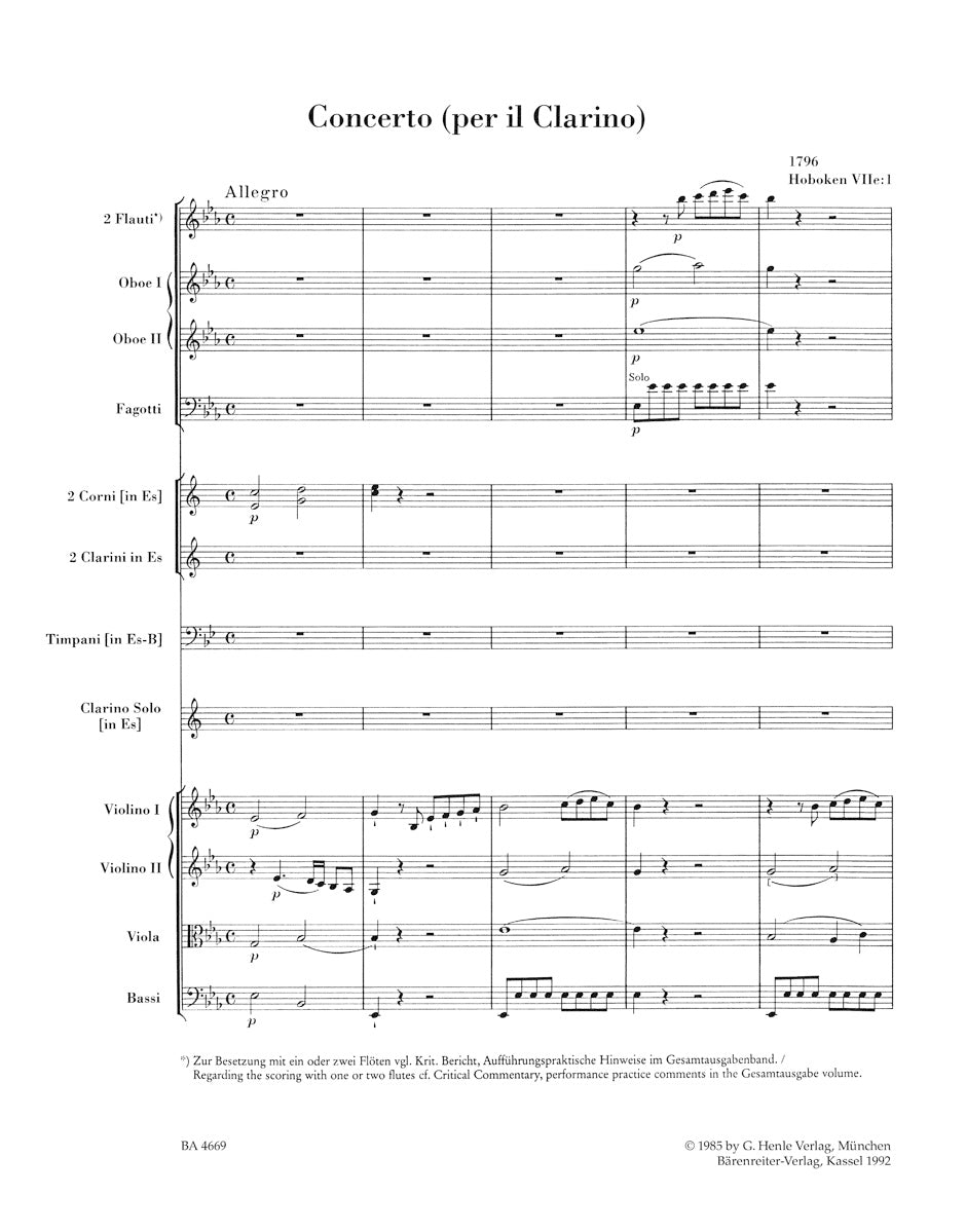 Concerto for Trumpet and Orchestra in Eb Major - Full Score - Haydn
