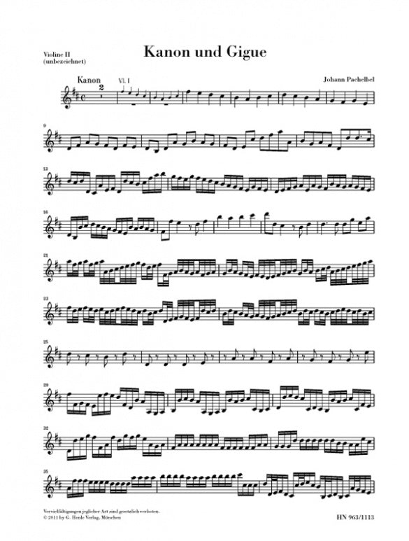 Canon and Gigue in D Major Violin 2
