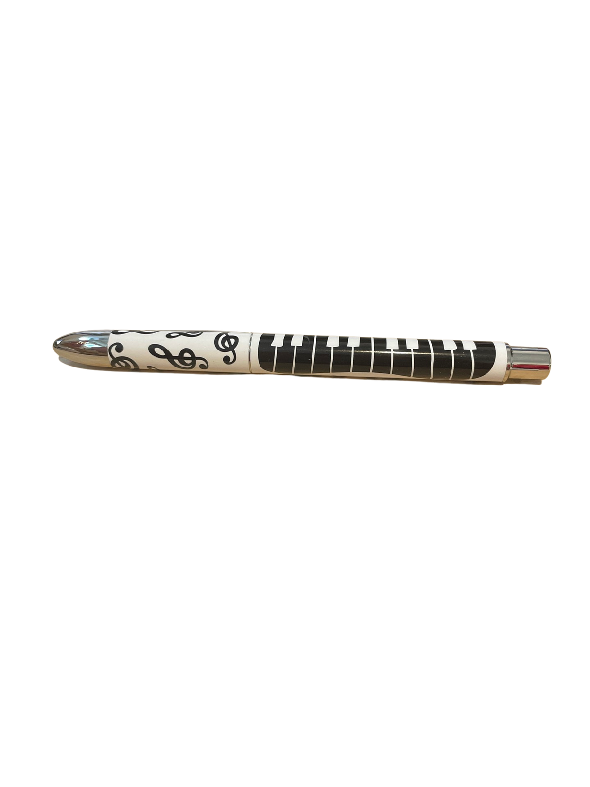 Music Pen White with Black Treble Clefs and a Black Keyboard
