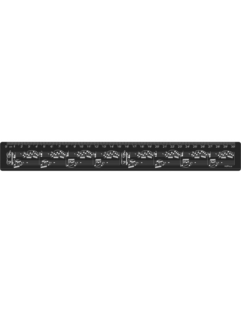 30cm Music Ruler Black with White Manuscript