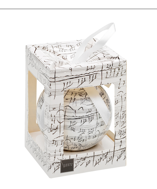 Christmas Decoration White Ball with Beethoven Manuscript