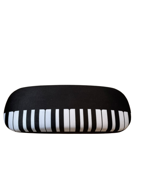 Glasses case Black with a white keyboard