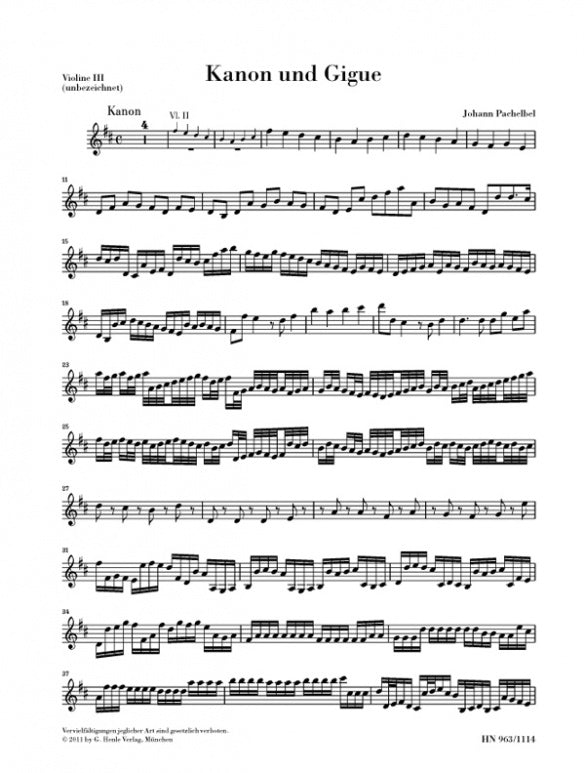 Canon and Gigue in D Major Violin 3