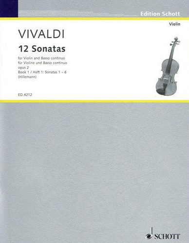 Vivaldi - 12 Sonatas Op2 Volume 1/1-6 - Violin/Piano/Cello Ad Lib Schott ED4212