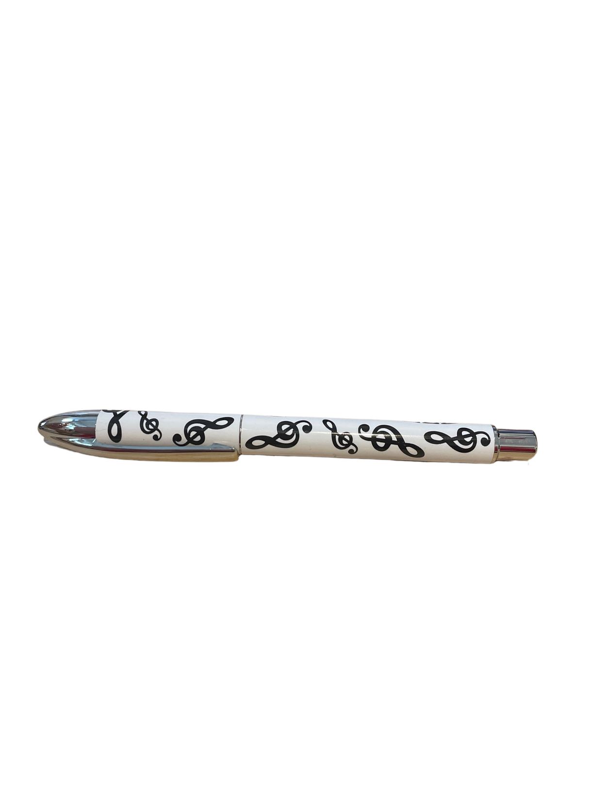 Music Pen White with Black Treble Clefs and a Black Keyboard