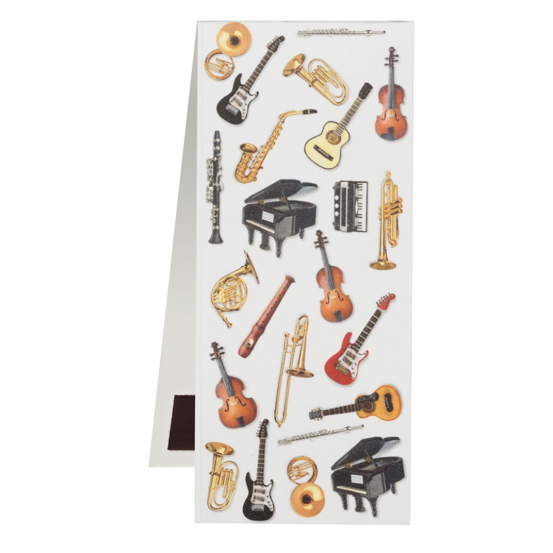 Bookmark with magnet white with instruments