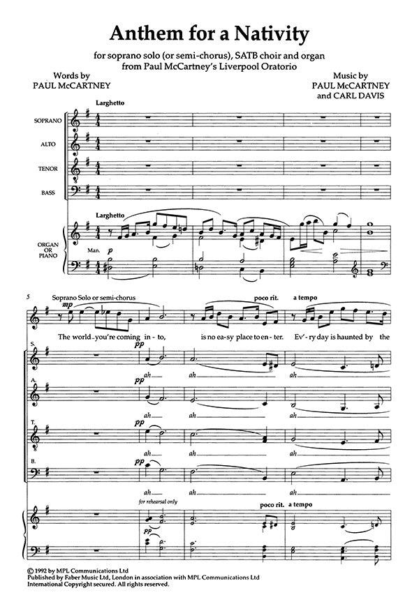 ANTHEM FOR A NATIVITY (SATB & ORGAN OR PIANO) - Faber 0571513212