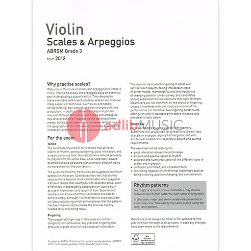 Violin Scales & Arpeggios, ABRSM Grade 3 - from 2012