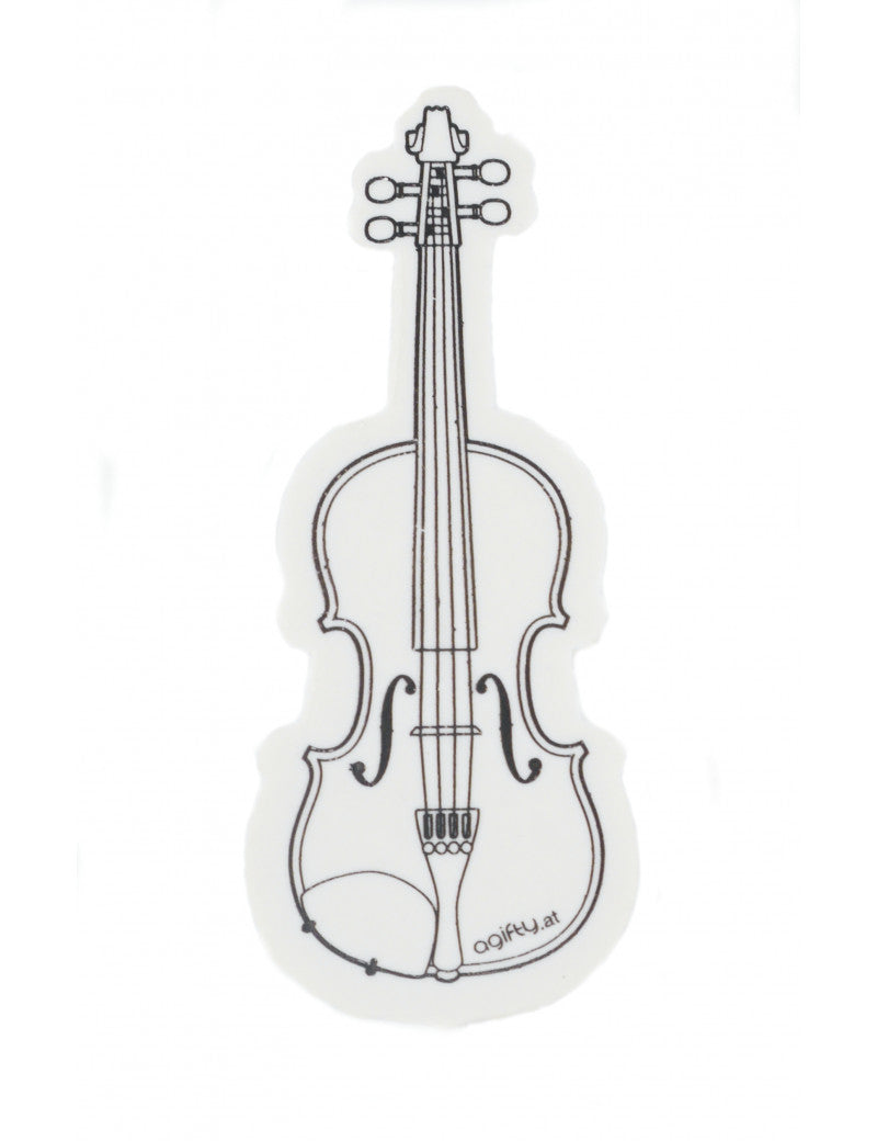 Violin Shaped Eraser White with Black Print