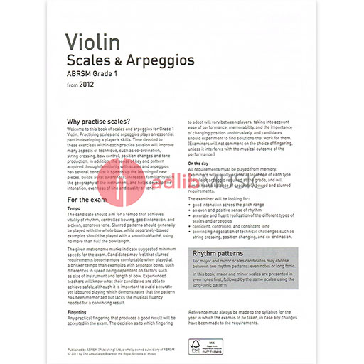 Violin Scales & Arpeggios, ABRSM Grade 1 - from 2012