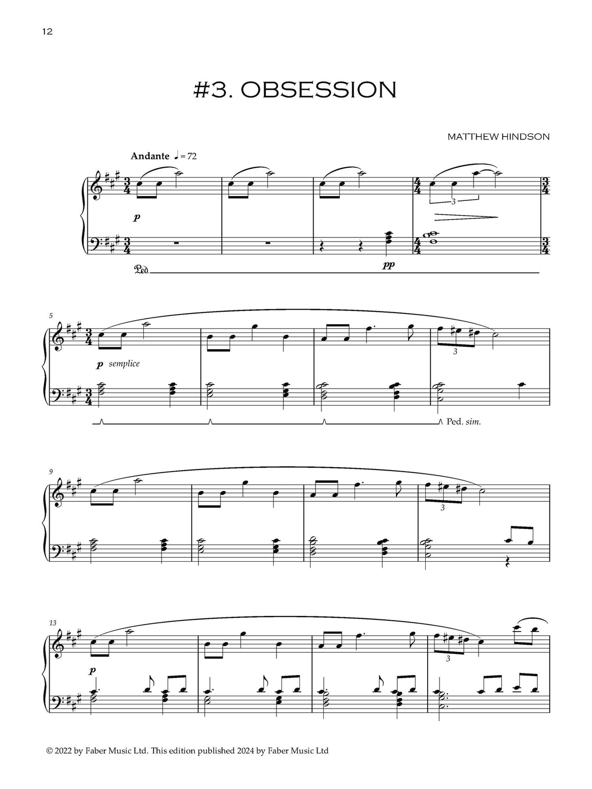 Sad Piano - Matthew Hindson for Piano Solo