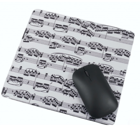 Music Mouse Pad White with Black Manuscript