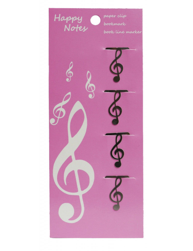 Paper Clips Pack of 4 Stainless Steel Treble Clef