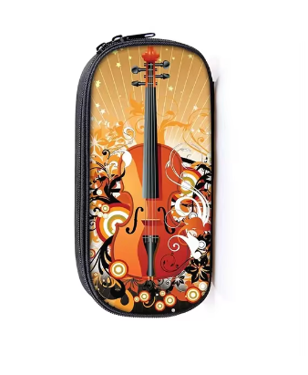 Music Pencil Case Black with Colourful Notes