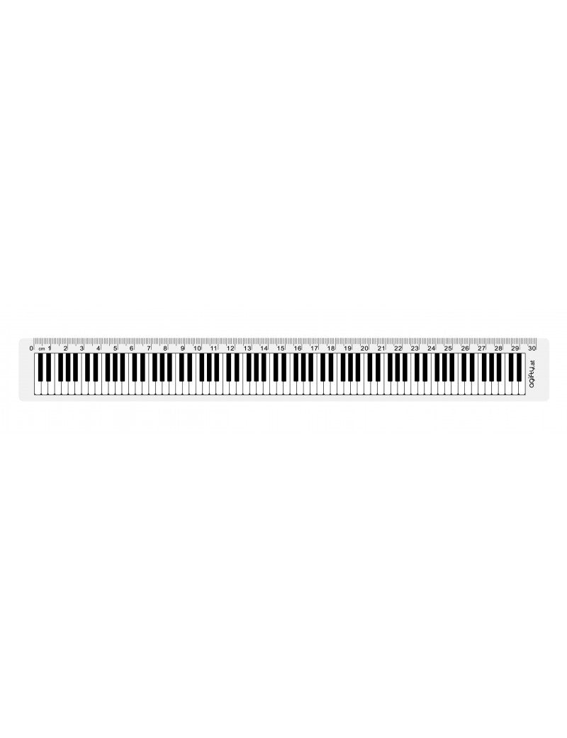 30cm Music Ruler Clear with White Piano Keyboard