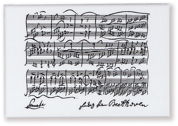 Beethoven Manuscript Fridge Magnet  Black and White