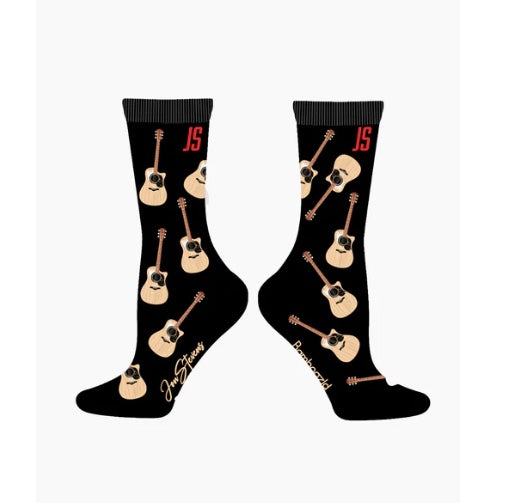 Womens Guitar Socks Black with Brown Classical Guitars 'The Guitar' by Jon Stevens Bamboo