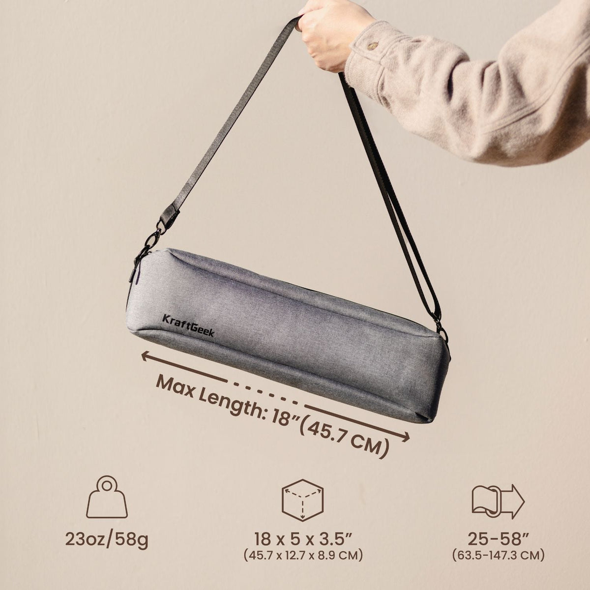 KraftGeek Capsule Music Stand Carry Bag Grey