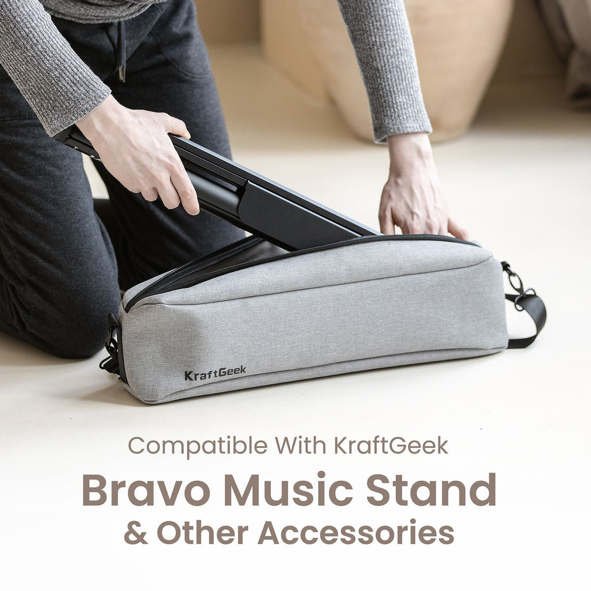 KraftGeek Capsule Music Stand Carry Bag Grey