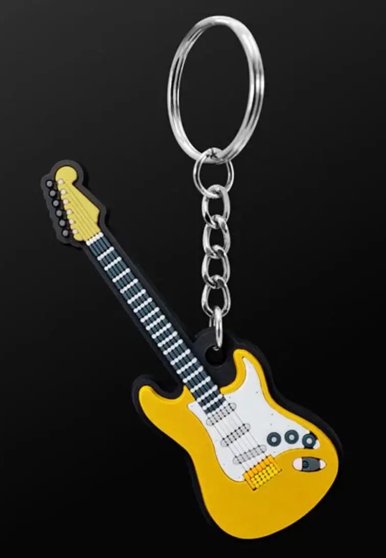 Musician Designer Electric Guitar Yellow Keyring