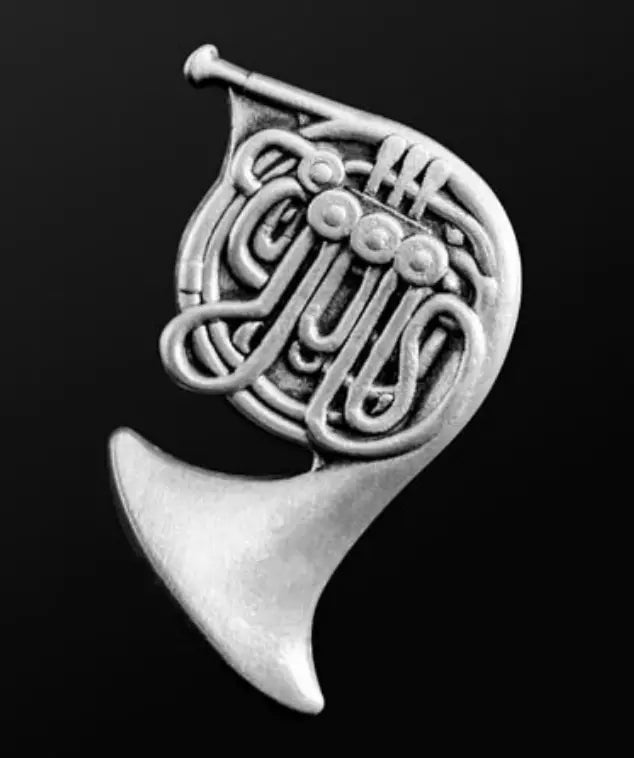 Musician Designer French Horn Pin Silver