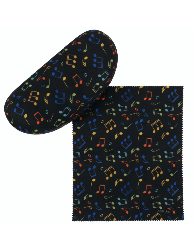 Sunglass Case Black with Colourful Notes and Clefs