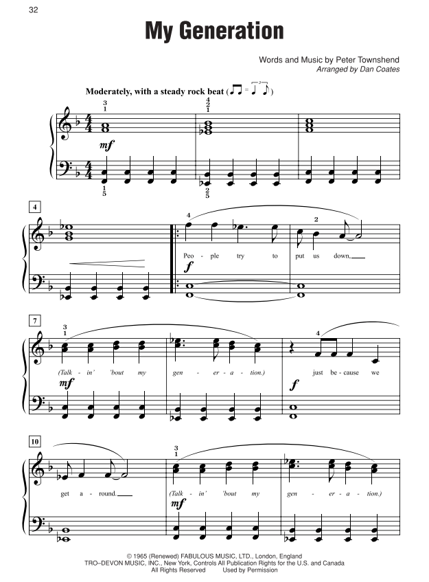 Simply Rock 60s EasyPiano - Coates - Alfred