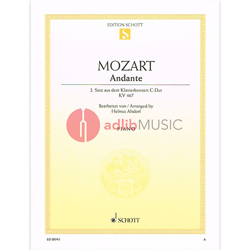 Andante, 2nd movement from Concerto K 467 in C major - Wolfgang Amadeus Mozart - Piano Schott Music