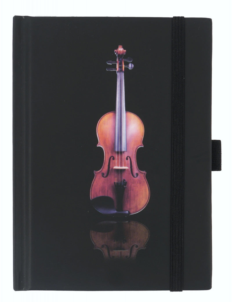 A6 Notebook Black with Violin on Cover 96 Sheets 192 Pages