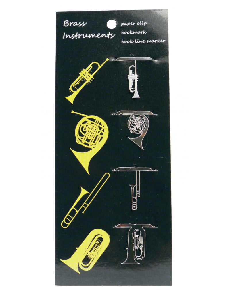 Stainless Steel  Paper Clips Pack of 4 Brass Instrument Shaped