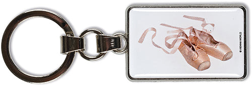 Ballet Keyring Pink Ballet Shoes on White Background