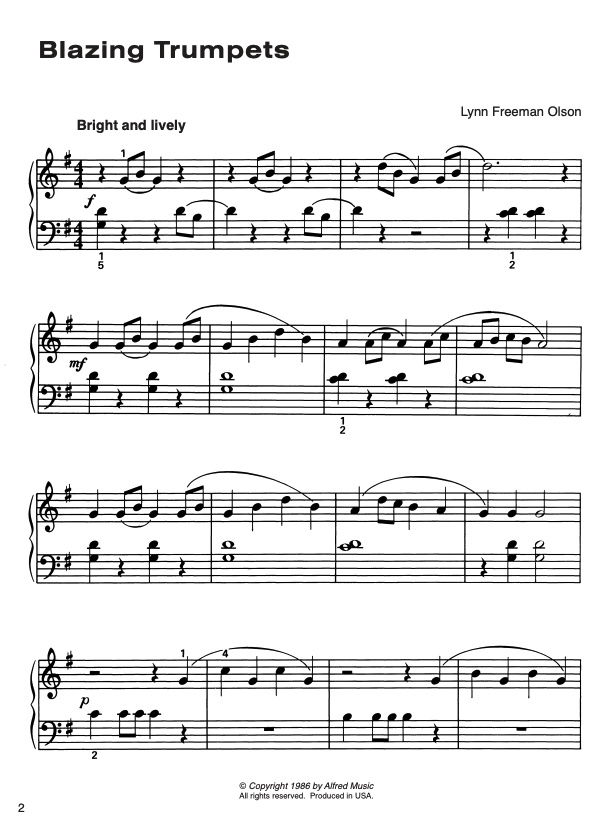 Blazing Trumpets - Piano - Olson 2382