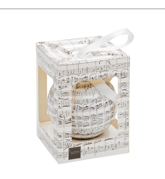 Christmas Decoration White Ball with Mozart Manuscript