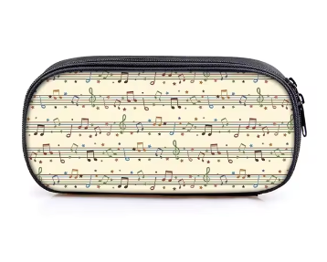 Music Pencil Case Black with Colourful Notes