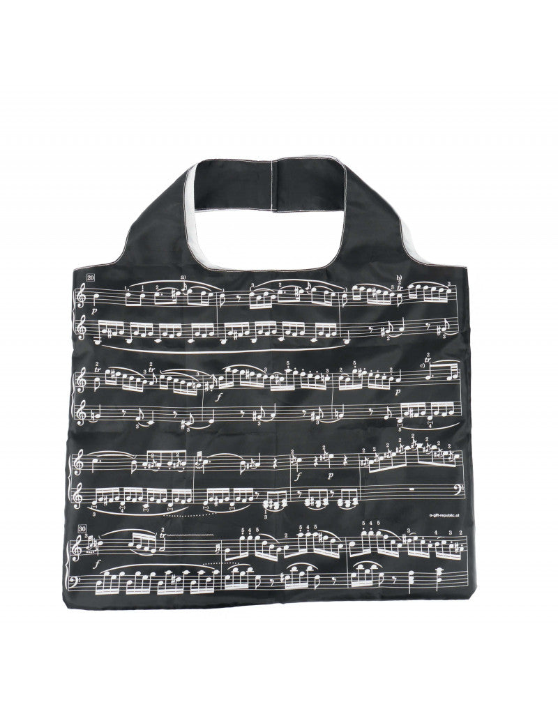 Folding Maxi Shopping Bag Black with White Manuscript