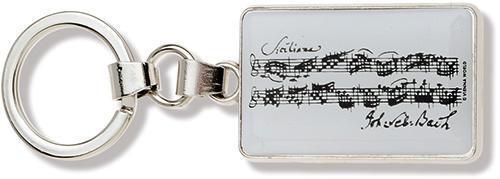Keyring - metal white with Bach manuscript original work