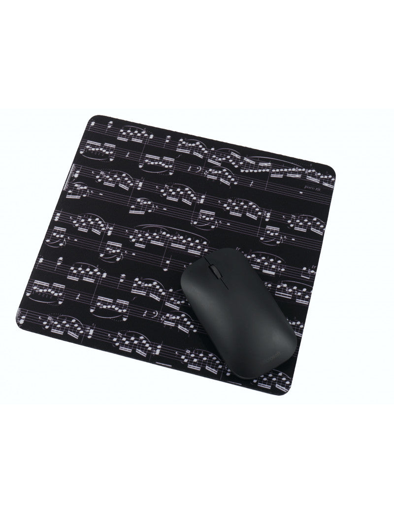 Music Mouse Pad Black with White Manuscript