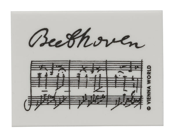 Beethoven Manuscript Eraser White with Black Print Rectangular