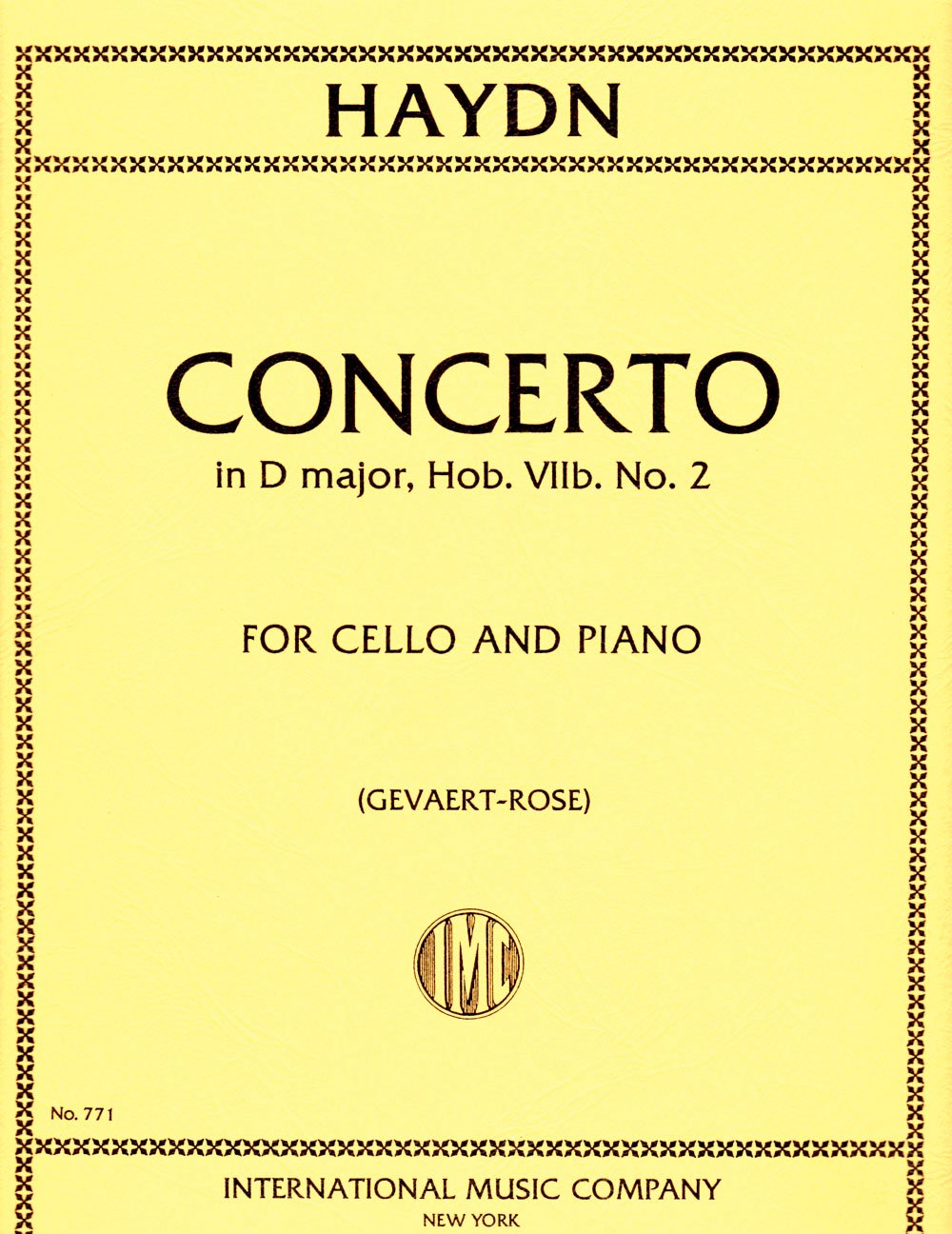 Haydn - Concerto in Dmaj Hob.VIIb:2 - Cello/Piano Accompaniment edited by Gevaert/Rose IMC IMC771